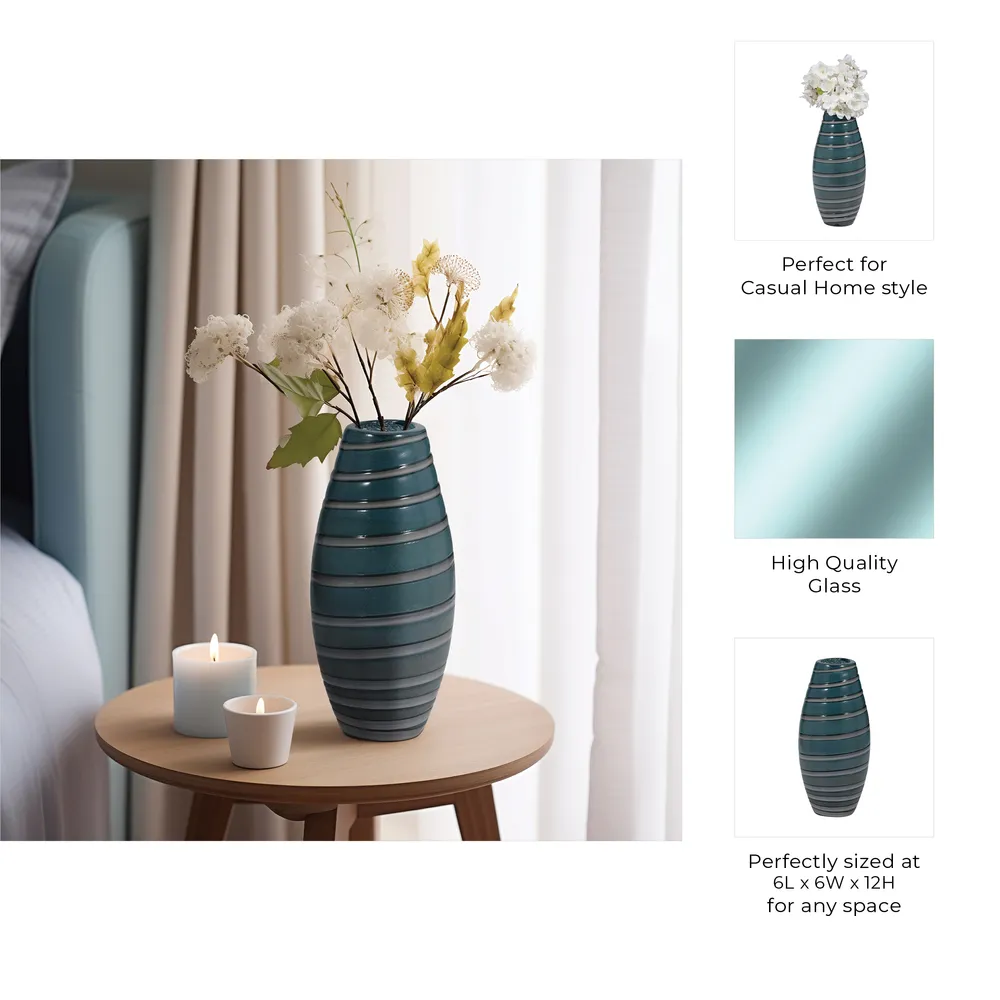 DENVERRIDGE BLUE GLASS VASE 12 (IN)