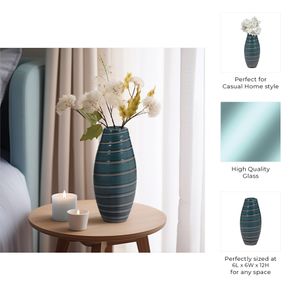 DENVERRIDGE BLUE GLASS VASE 12 (IN) 9