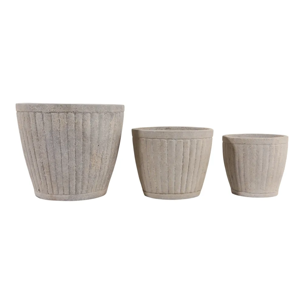 DUFFYLAKE SET OF 3 TAN PLANTER 13 (IN)