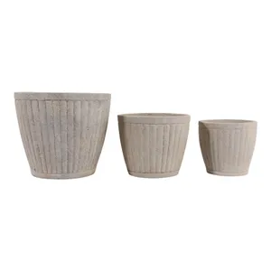 DUFFYLAKE SET OF 3 TAN PLANTER 13 (IN) 1