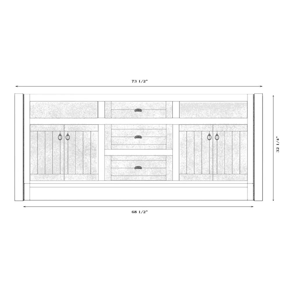Barnwood Vanity - 6-foot - without Top - Double Sink