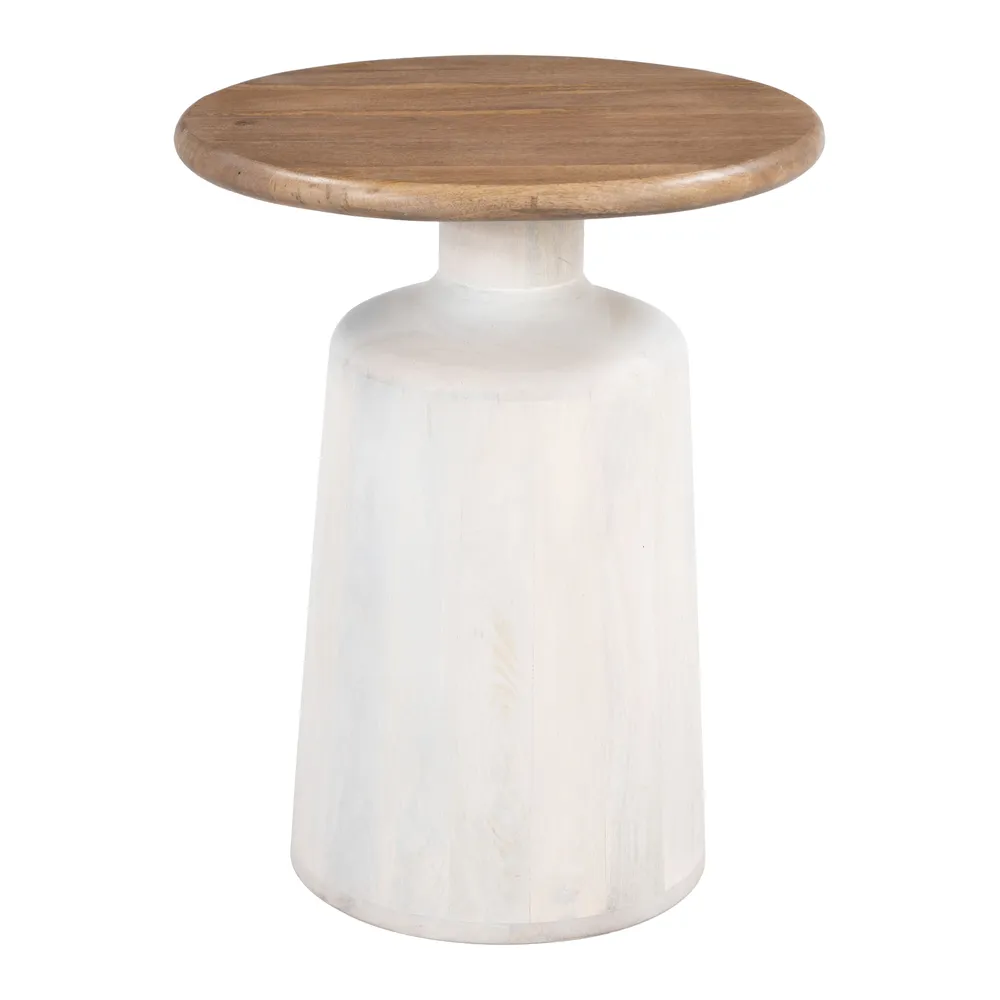 Goblet Side Table Brown & White