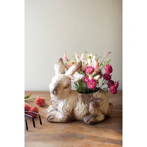 Faux Concrete Rabbit Planter 1