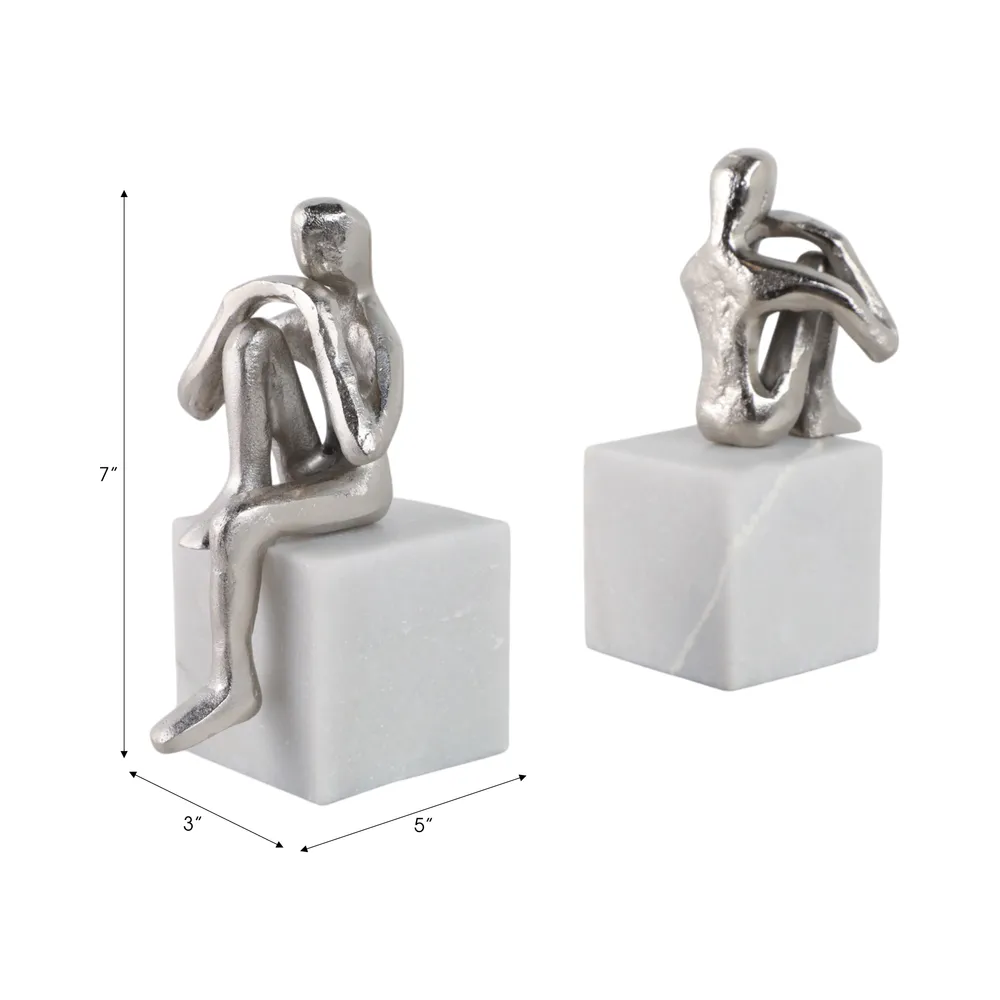 HARPERSHAW SET OF 2 SILVER BOOKENDS 8 (IN)