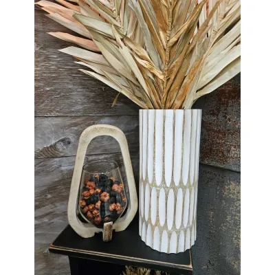 Distressed White Lanterns 10.75x5x6.75in