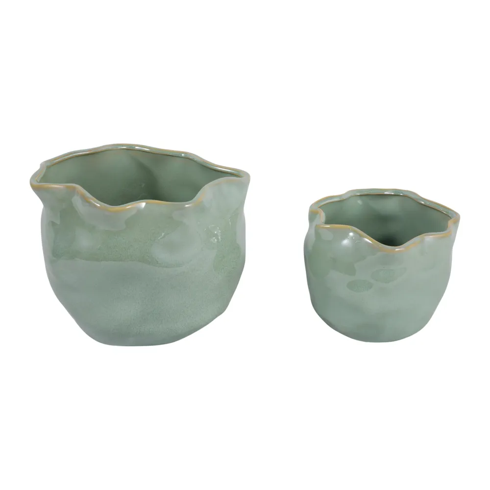 DRAPERSTONE SET OF 2 GREEN PLANTER 6 (IN)