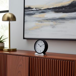 METAL,7"H,CANDID TABLE CLOCK,WHITE/BLACK 2