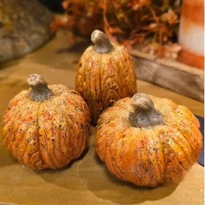 Mini Rustic Pumpkins Set of 3 3x3x2in 1