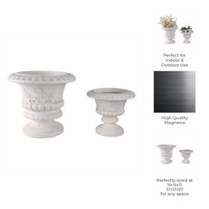FLEMMINGOAK SET OF 2 IVORY PLANTER 21 (IN) 9