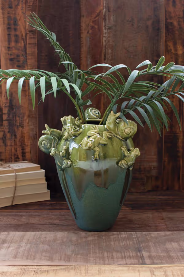 Ceramic Frogs and Snails Vase
