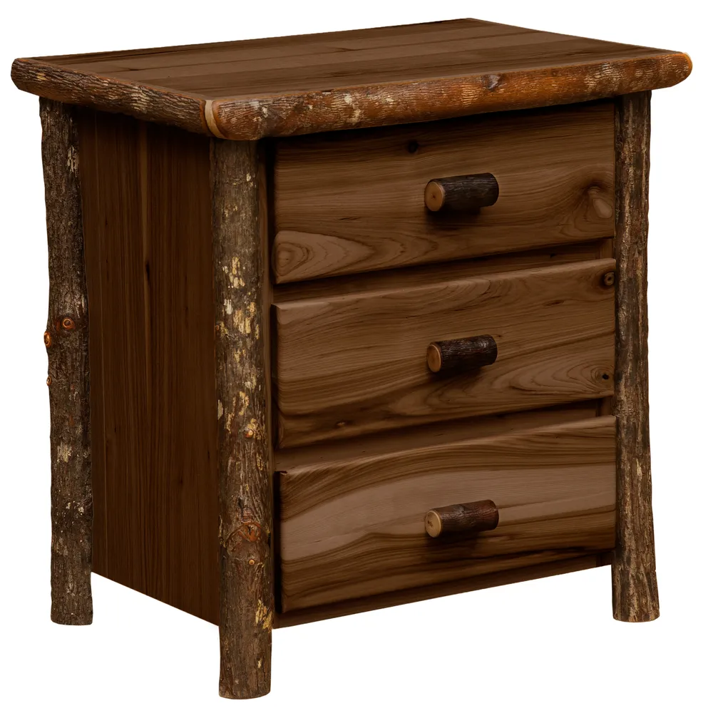 Hickory Log XL Three Drawer Nightstand - Espresso