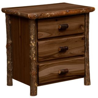 Hickory Log XL Three Drawer Nightstand - Espresso