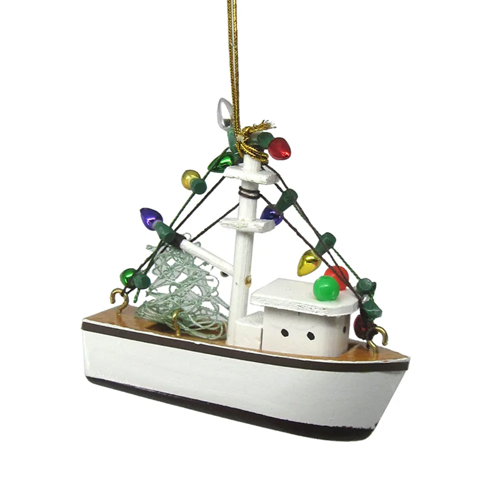 3" SHRIMP BOAT CHRISTMAS ORNAMENT