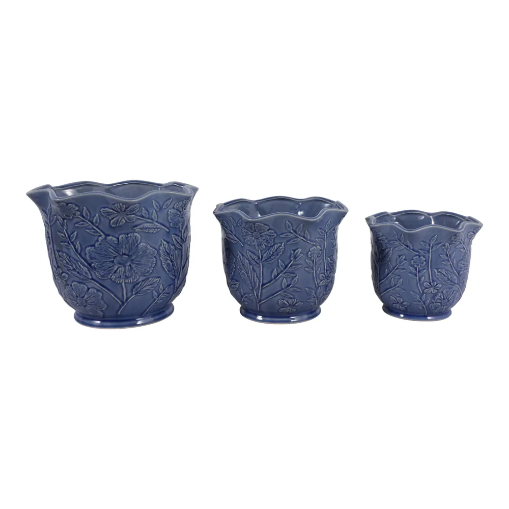 CLAYBROOK SET OF 3 BLUE PLANTER 9 (IN)
