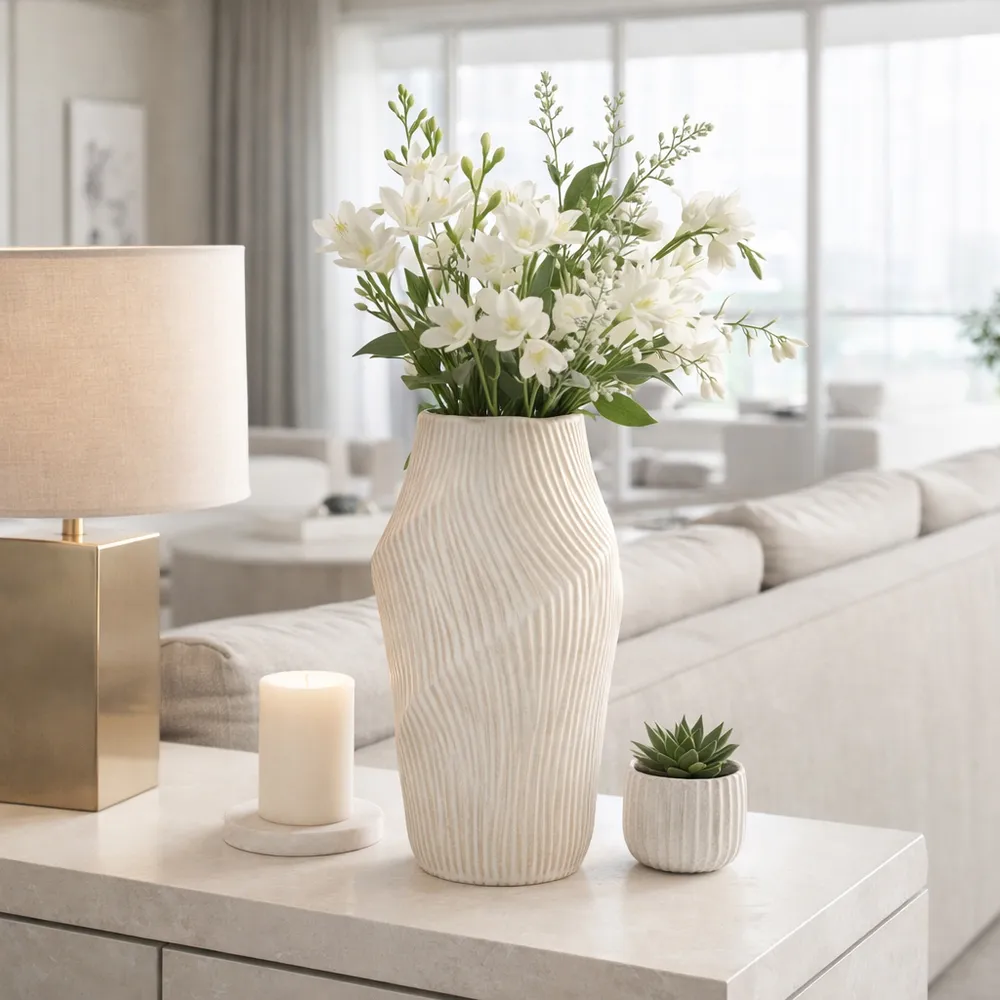 DORSEYSTONE CREAM VASE 17 (IN)