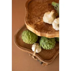 Two-Tiered Mulberry Root and Willow Wood Serving Tower 2