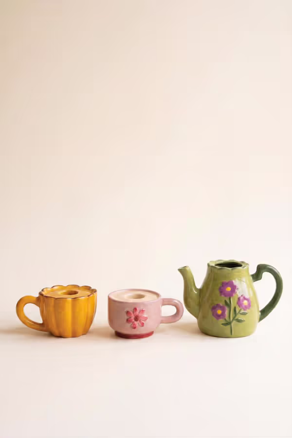 Set of 3 Tea Set Taper Candle Holders