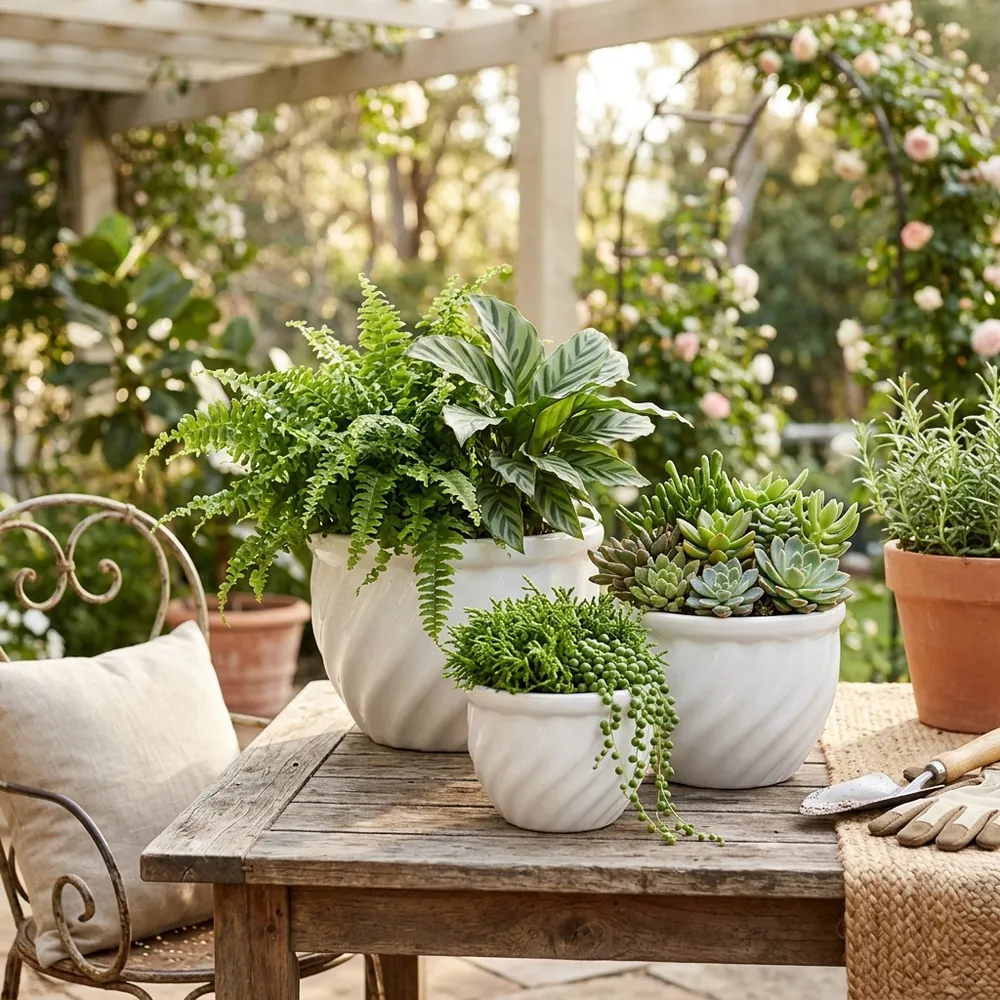 RAYMONDHAVEN SET OF 3 WHITE PLANTER 9 (IN)