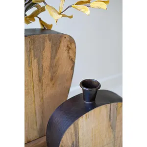 Set of 2 Mango Wood and Metal Vases 2