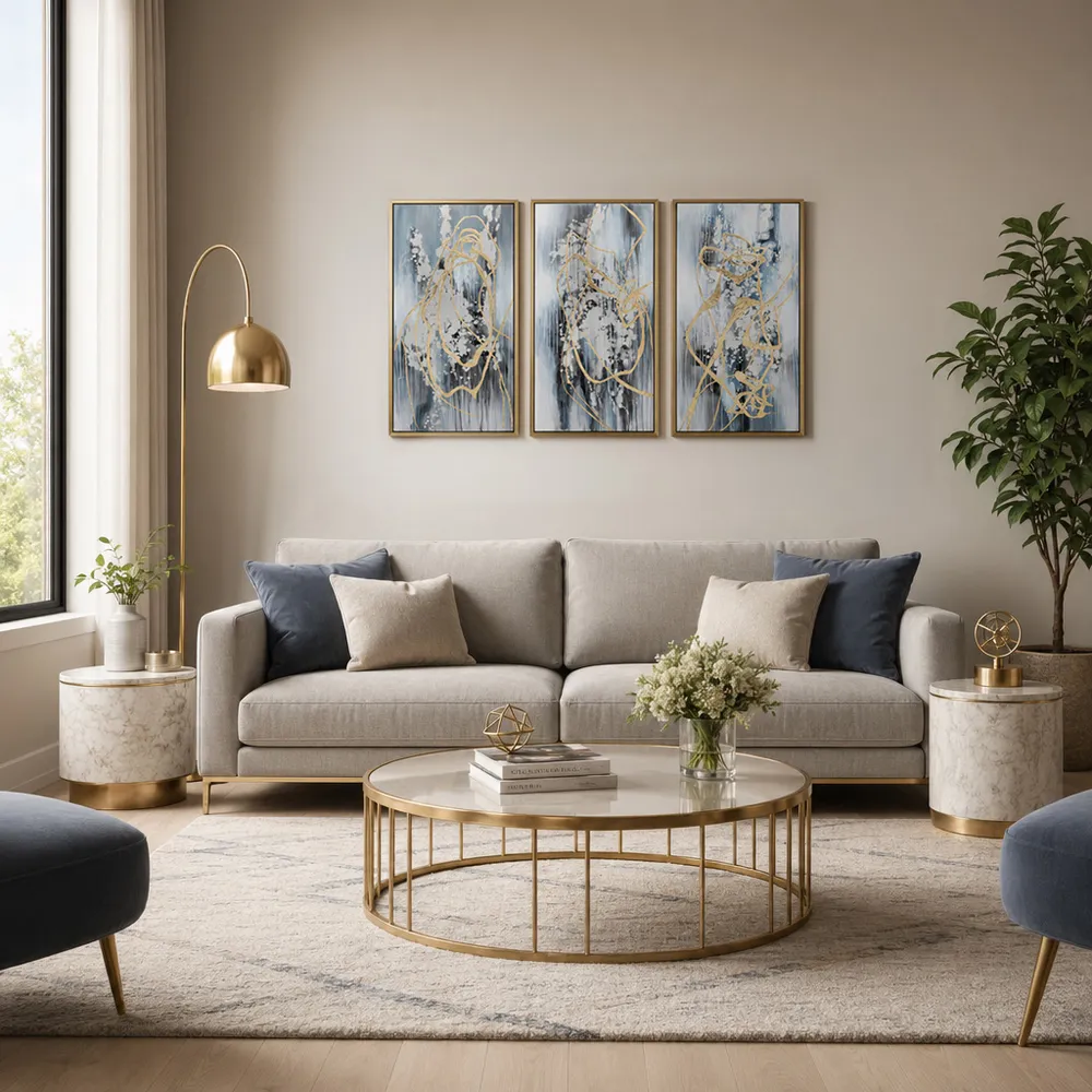 SHAYVALE SET OF 3 BLUE ART 42 (IN)