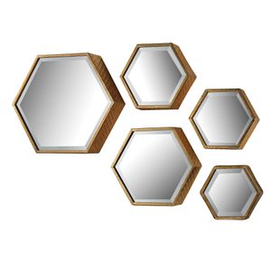 Hexagonal Wall Mirror - Set of 5 Gold 1