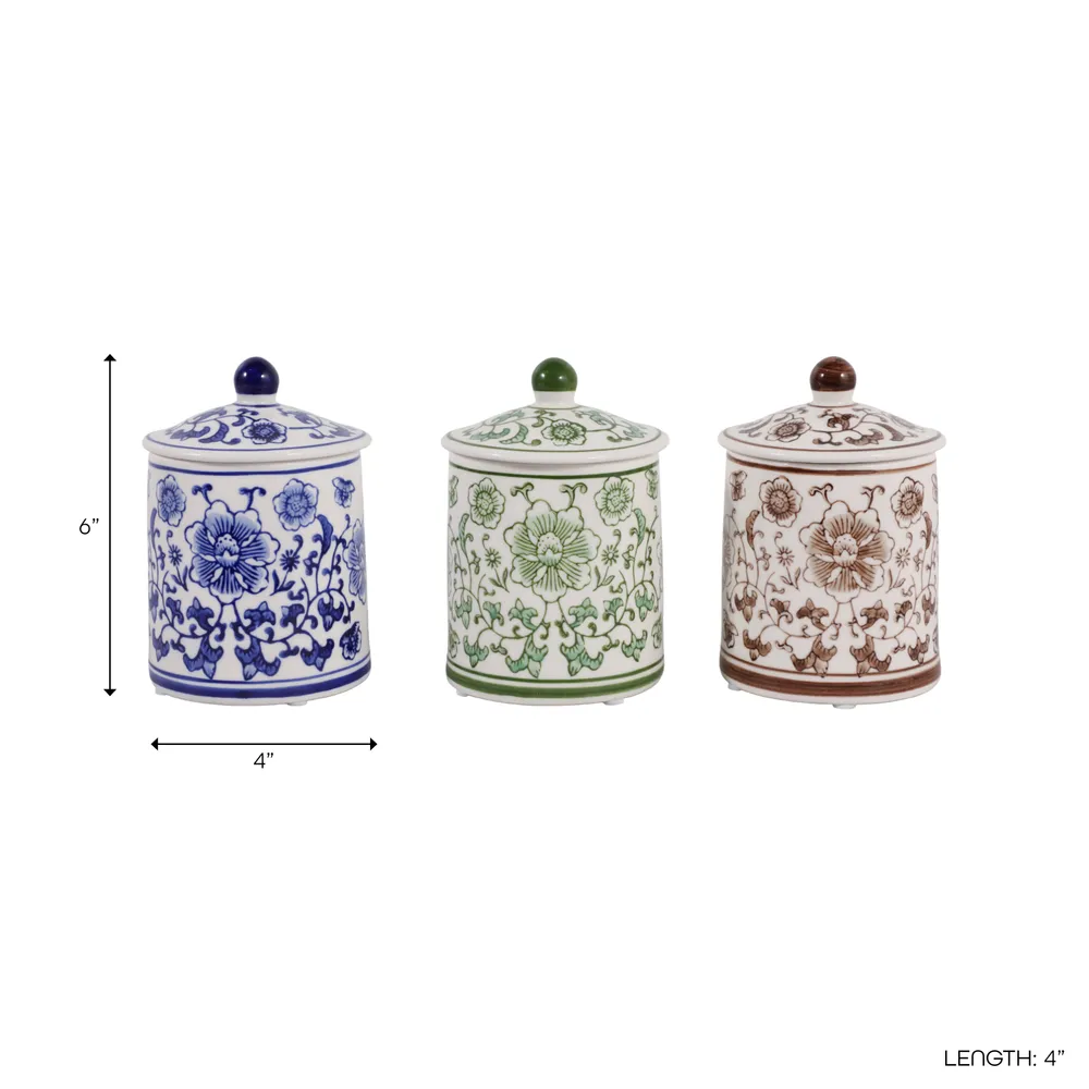 ADLERLEY SET OF 3 WHITE JARS 6 (IN)