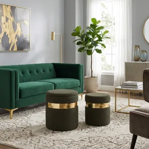 GORDENRIDGE SET OF 2 GREEN OTTOMANS 18 (IN) 2