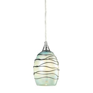 Vines 5'' Wide 1-Light Mini Pendant - Satin Nickel with Mint Glass 1