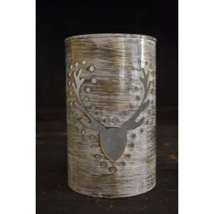 Deer Head Cutout Iron Container 5x8in 3
