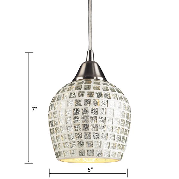 Fusion 5'' Wide 1-Light Mini Pendant - Satin Nickel with Silver Mosaic