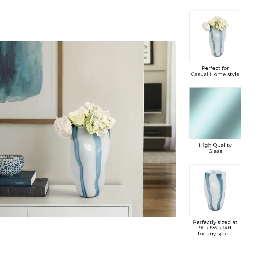 BIRCHBURN BLUE GLASS VASE 14 (IN)