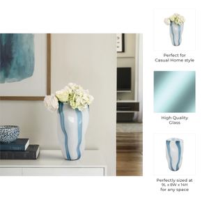 BIRCHBURN BLUE GLASS VASE 14 (IN) 10