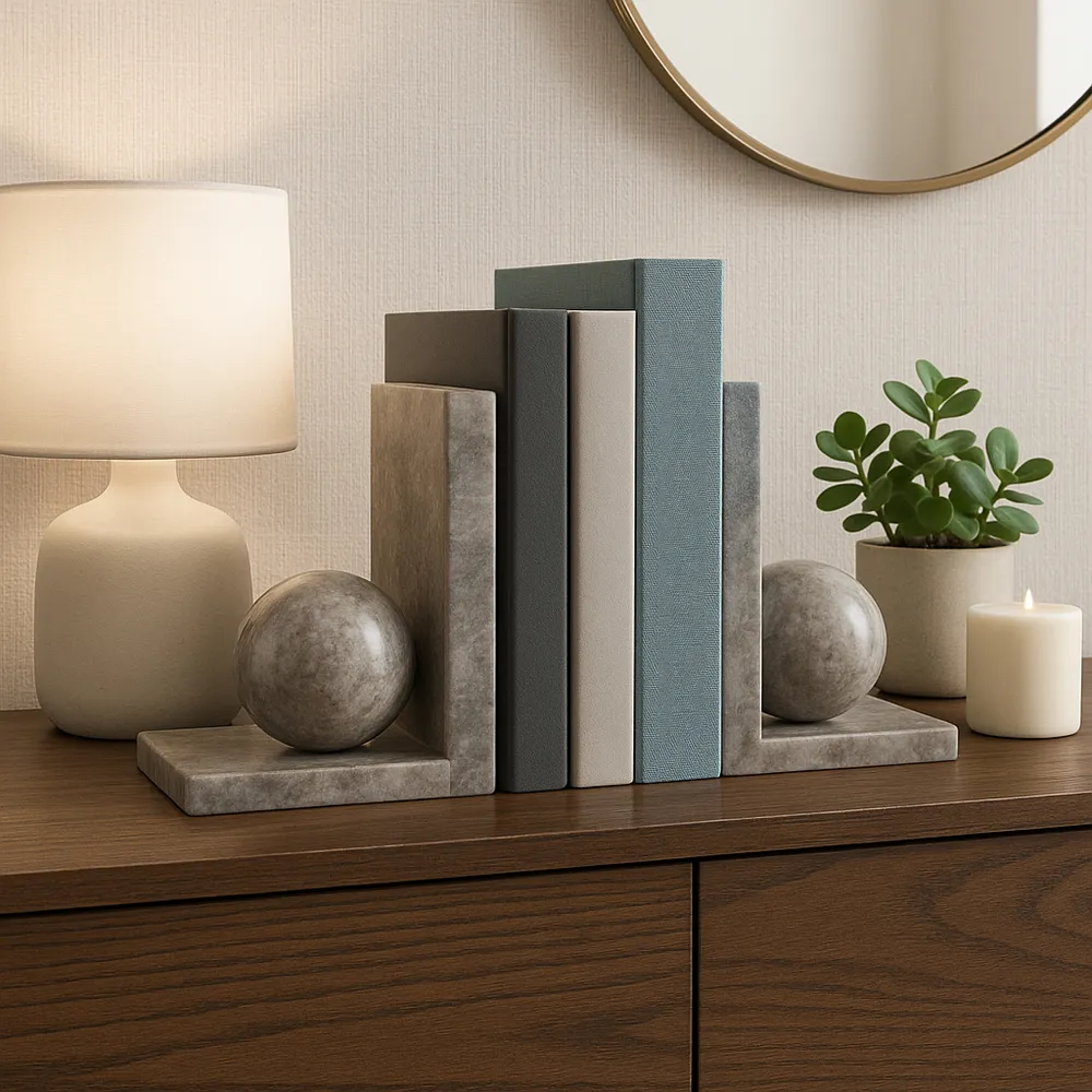TESSOAK SET OF 2 TAN BOOKENDS 7 (IN)