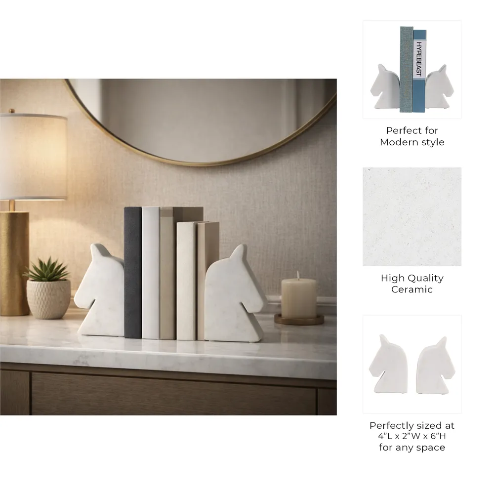 TATEROSE SET OF 2 WHITE BOOKENDS 6 (IN)