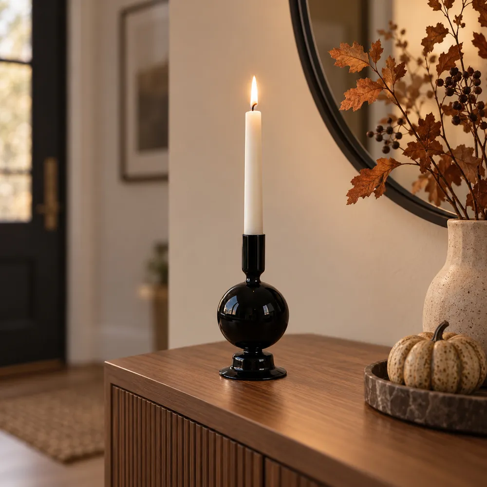 SKYLERCLIFF BLACK CANDLE HOLDER 7 (IN)