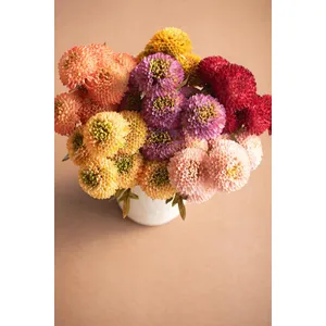 Bundle of 7 Artificial Orange Ball Dahlias 4