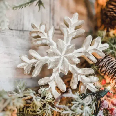 Whitewashed Wooden Snowflake 5x5in