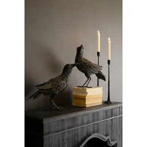 Set of 2 Black Metal Halloween Crows 1