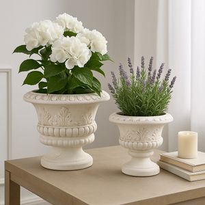FLEMMINGOAK SET OF 2 IVORY PLANTER 21 (IN) 10