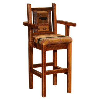 Barnwood Artisan Barstool with Arms - Premium Fabric