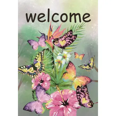 Butterfly Welcome Garden Flag 12in by 18in