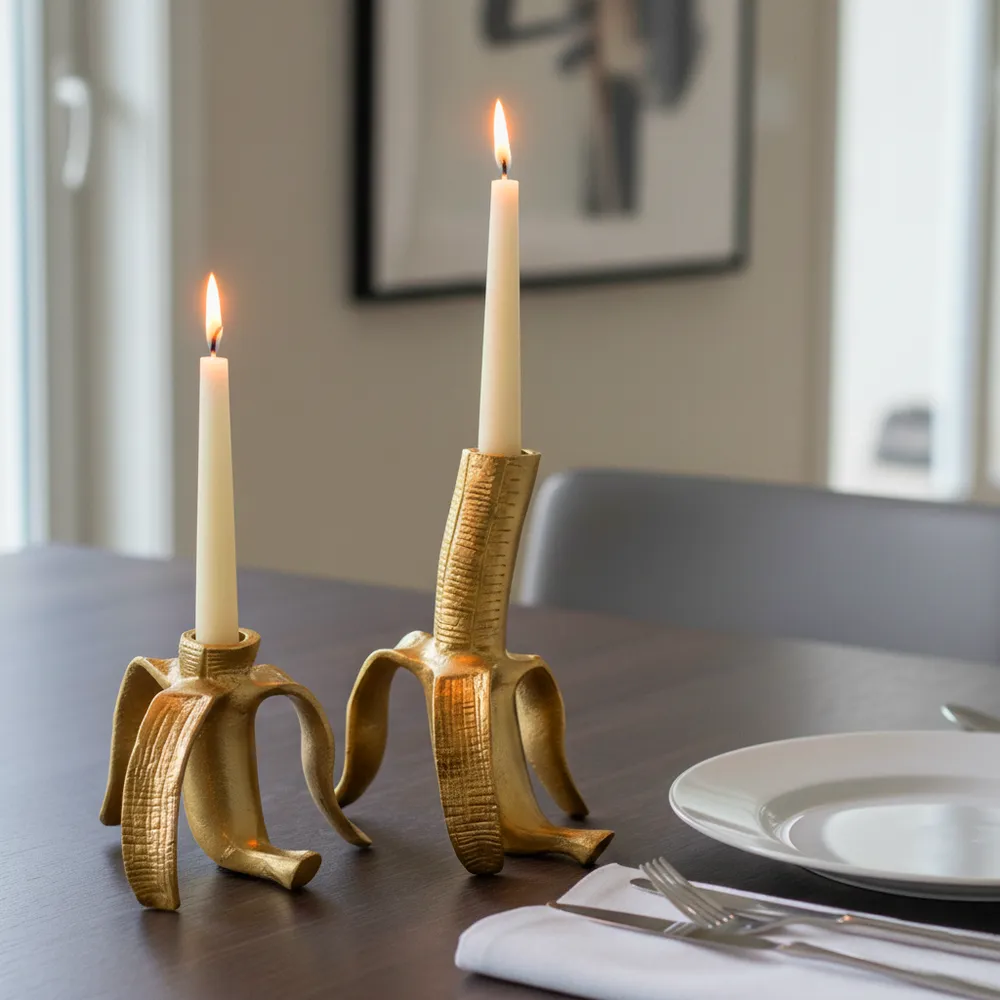 HAXTONGROVE SET OF 2 GOLD CANDLE HOLDER 7 (IN)