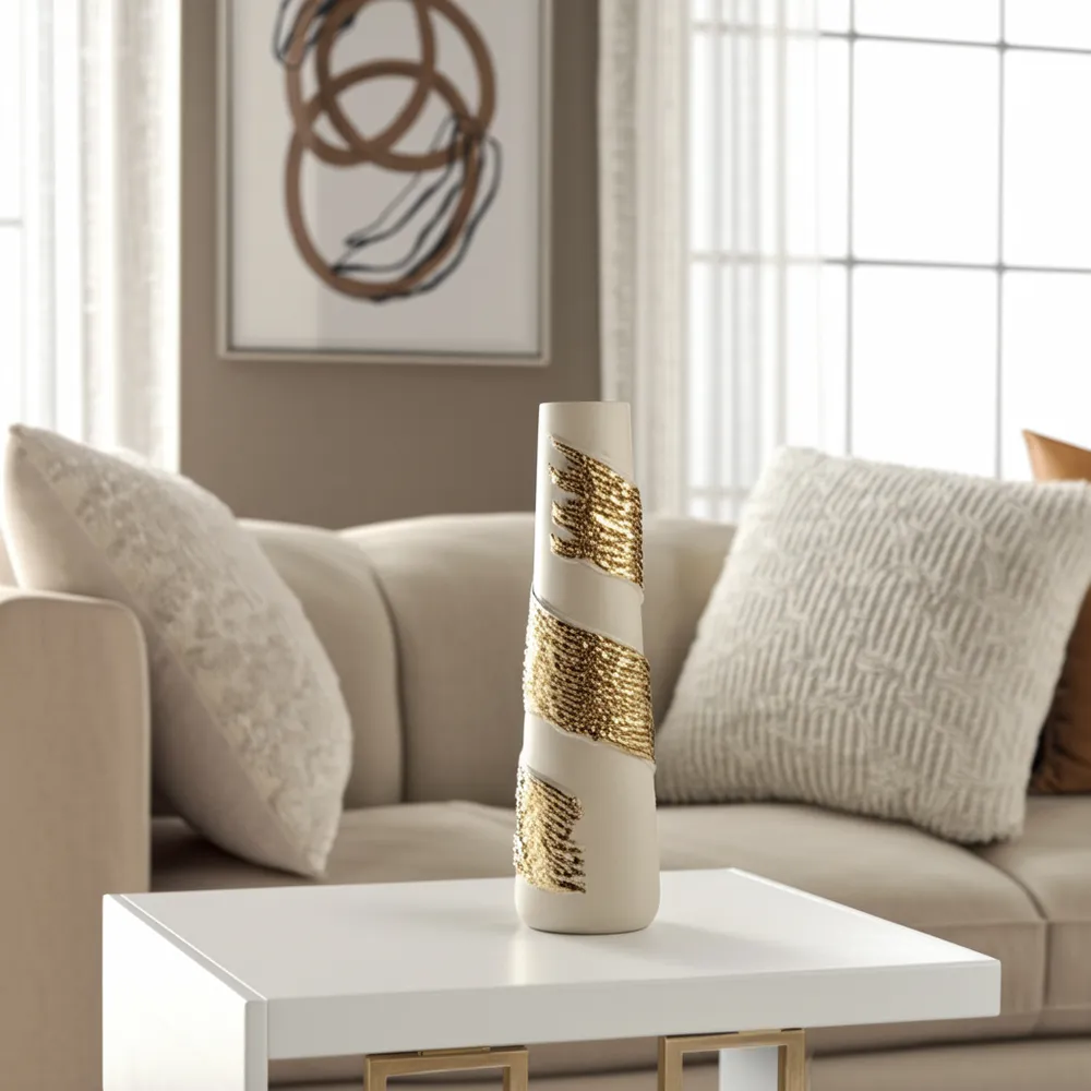 GREERWAY WHITE GLASS VASE 18 (IN)
