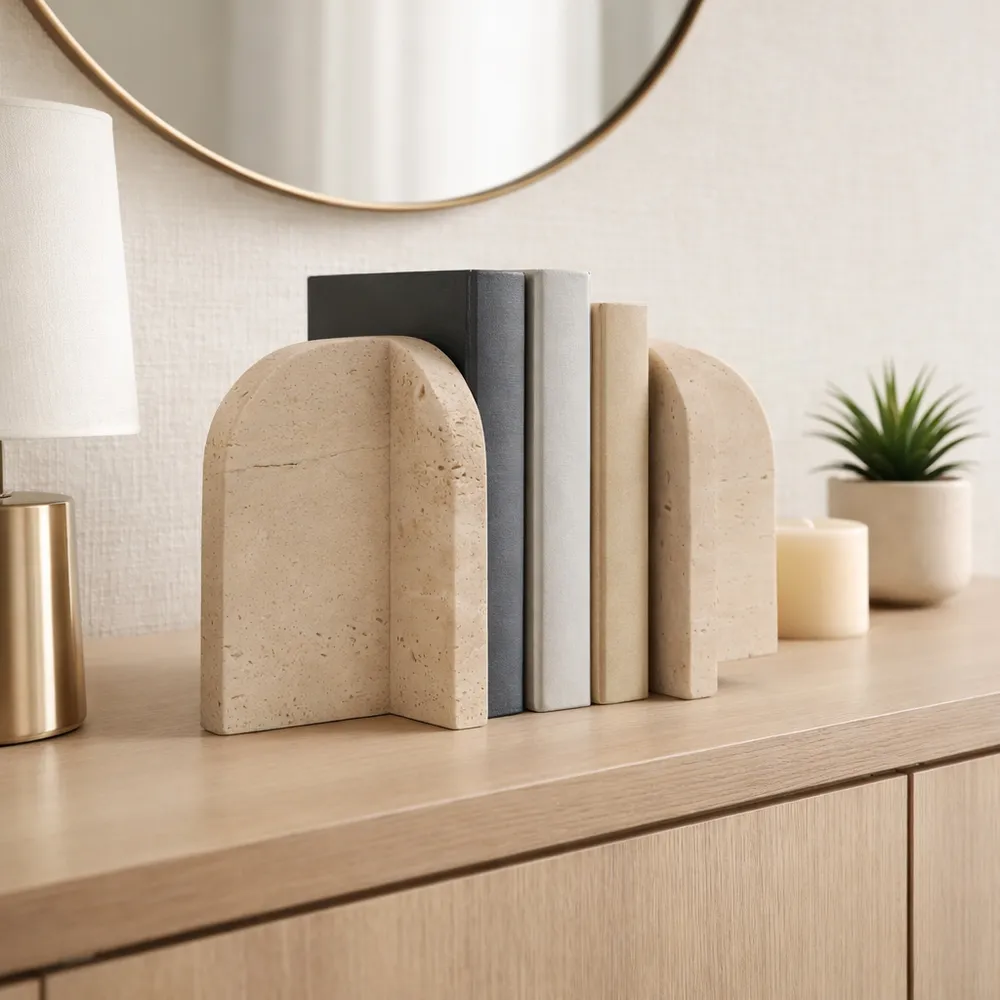 NORMAWORTH SET OF 2 TAN BOOKENDS 6 (IN)