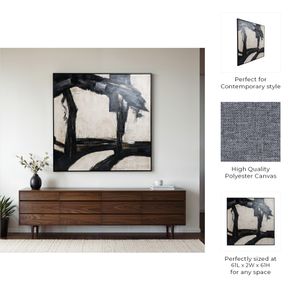 61X61 FRAMED HAND PAINTED ABSTRACT CANVAS, BLACK/G 9