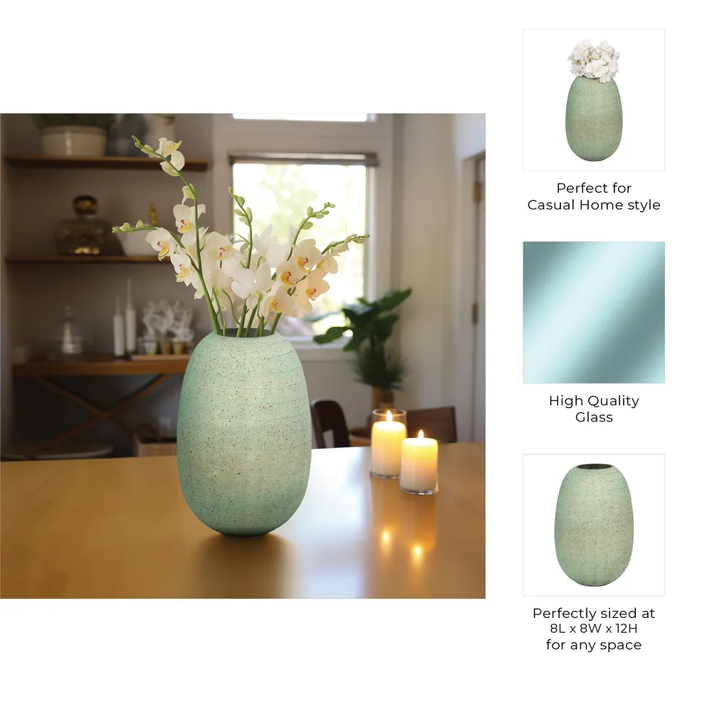 ZEBMORE BLUE GLASS VASE 12 (IN)