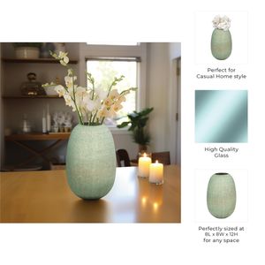 ZEBMORE BLUE GLASS VASE 12 (IN) 9