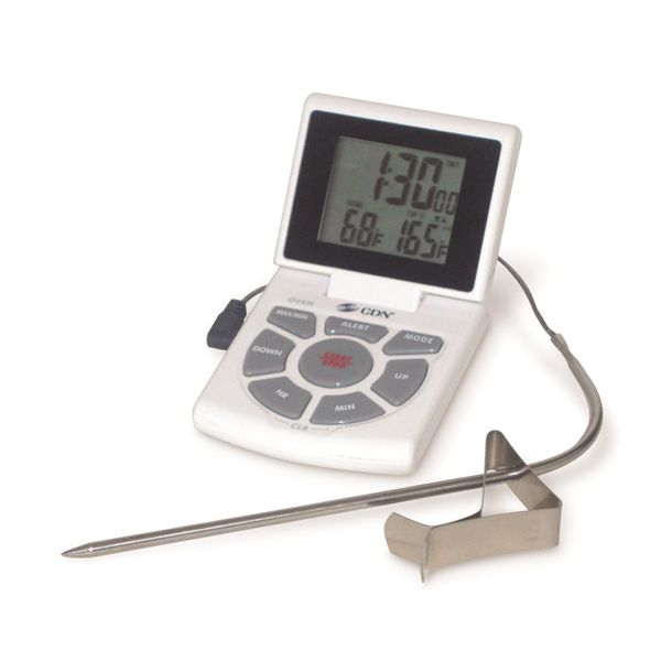CDN Thermometer/Timer & Clock Digital, Probe, White