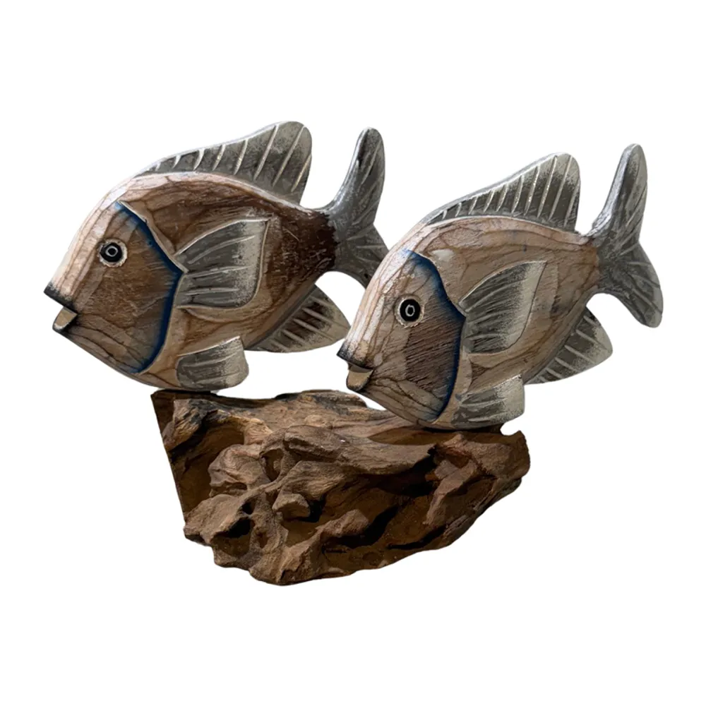 10-1/2" FISH FAMILY OF 2 ON DRIFTWOOD