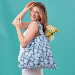 Coral Garden blu Reusable Shopping Bag 3